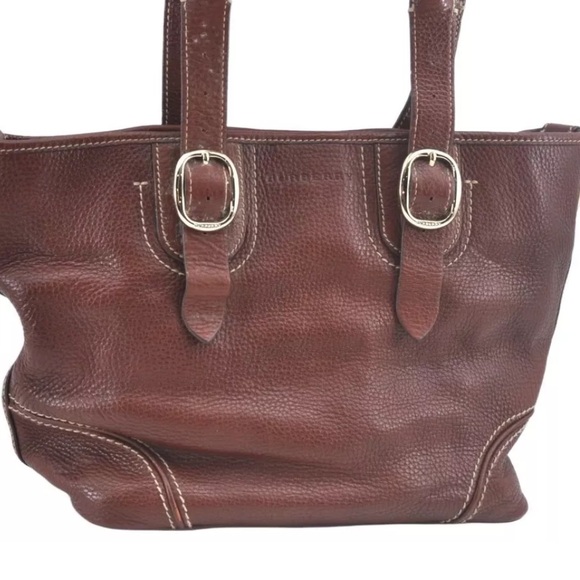 Authentic BURBERRY Vintage Leather Shoulder Tote Bag Brown - Picture 1 of 16